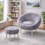 Atelier Del Sofa Lida - Conjunto de Sillón y Puff Gris